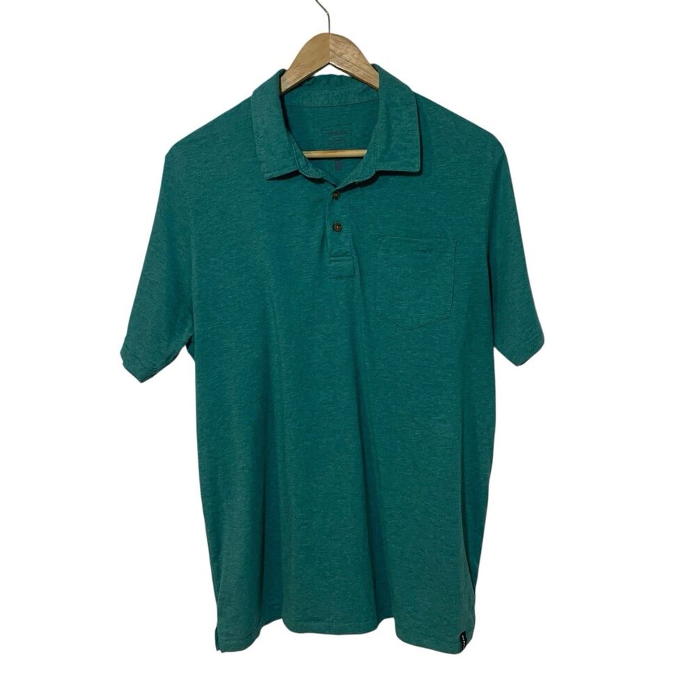 Prana Mens Blue Polo Preppy Outdoor Shirt M Hiking Comfort Casual Office Golf